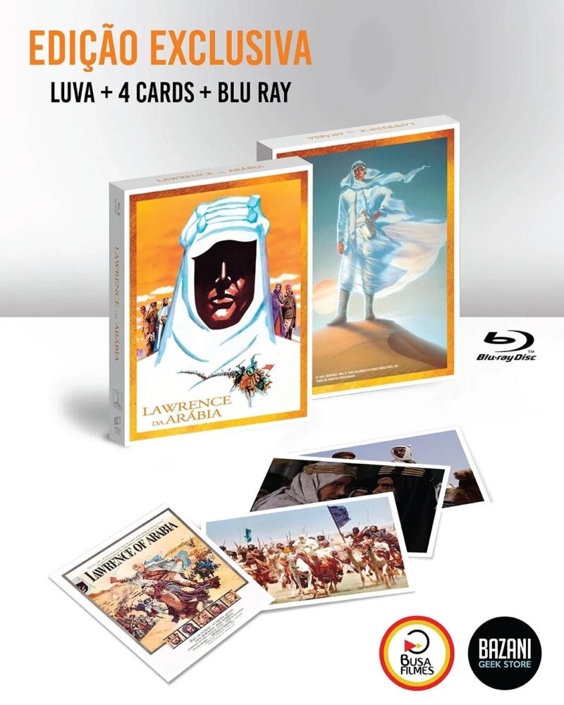 Blu-ray Lawrence da Arábia - Luva Dunas - Duplo - Edição de colecionador com 4 Cards (Pronta entrega)